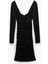 Drapeli Slim Fit Uzun Kollu Mini Kare Yaka Elbise 4