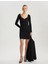 Drapeli Slim Fit Uzun Kollu Mini Kare Yaka Elbise 1