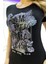 Siyah Kısa Kol Baskılı Incili Crystal Taşlı Premium Pamuk Bisiklet Yaka Kadın T-Shirt 3