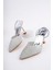 BA04567 Gümüş Kadın Pul Simli Şeffaf Lastikli 9 cm Topuklu Ayakkabı 4