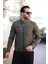 Erkek Haki Su ve Rüzgar Geçirmez Slim Fit Astarlı Mevsimlik Mont 3