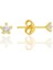 Gümüş Zirkon Taşlı, Altın Yaldızlı, Yıldız Kesim 3 mm Tektaş Küpe SGTL12735GOLD 1