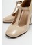OMERA Bej Rugan Kalın Topuklu Kadın Ayakkabı 2