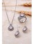 Damla Tasarımlı Telkari İşlemeli Pembe Quartz Taşlı Gümüş Set 1886 1