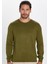 Erkek Slim Fit Dar Kesim Bisiklet Yaka Haki Triko Kazak 4