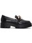 Kadın Siyah Kalın Tabanlı Maskülen Loafer 25SFE400318 1