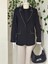 Yakası Taş Detaylı Blazer Ceket-Siyah 2