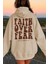 Uygun Tarz Faith Over Baskılı Oversize Sweatshirt 1
