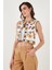 Pamuklu Regular Fit Çiçekli Nakış Işlemeli Crop Yelek Bayan Yelek 676237 3