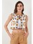 Pamuklu Regular Fit Çiçekli Nakış Işlemeli Crop Yelek Bayan Yelek 676237 5