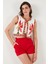 Pamuklu Regular Fit Çiçekli Nakış Işlemeli Crop Yelek Bayan Yelek 676291 5