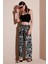 Desenli Standart Fit Yüksek Bel Geniş Paça Pantolon Bayan Pantolon 5869019 5