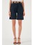Pamuklu Relaxed Fit Yüksel Bel Kemerli Gabardin Short Bayan Şort 668YP4710 2