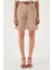 Pamuklu Relaxed Fit Yüksel Bel Kemerli Gabardin Short Bayan Şort 668YP4710 2