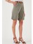 Pamuklu Relaxed Fit Yüksel Bel Kemerli Gabardin Short Bayan Şort 668YP4710 5