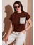 Pamuklu Tek Cepli Regular Fit Bisiklet Yaka T Shirt Bayan T Shirt 5865818 1
