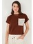 Pamuklu Tek Cepli Regular Fit Bisiklet Yaka T Shirt Bayan T Shirt 5865818 4