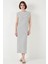 Çizgili Regular Fit Kolsuz Bisiklet Yaka Midi Boy Elbise Bayan Elbise 5866107 3