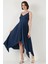 Asimetrik Kesim Regular Fit Midi Boy Askılı V Yaka Elbise Bayan Elbise 5866131 5