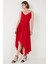 Asimetrik Kesim Regular Fit Midi Boy Askılı V Yaka Elbise Bayan Elbise 5866131 4