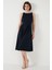 Bisiklet Yaka Regular Fit Cepli Pileli Midi Elbise Bayan Elbise 6051963 3