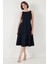 Bisiklet Yaka Regular Fit Cepli Pileli Midi Elbise Bayan Elbise 6051963 4