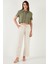 Relaxed Fit Normal Bel Geniş Paça Çift Cepli Keten Pantolon Bayan Pantolon 668yp4991 4
