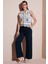 Relaxed Fit Normal Bel Geniş Paça Çift Cepli Keten Pantolon Bayan Pantolon 668yp4991 1