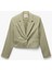 Viskon-Keten Karışımlı Klasik Kruvaze Crop Blazer Ceket 1