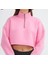 Kadın Pembe Şardonlu Oversize Dik Yaka Fermuarlı Örme Sweatshirt 1