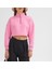 Kadın Pembe Şardonlu Oversize Dik Yaka Fermuarlı Örme Sweatshirt 2