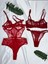 Kırmızı Dantelli Çıtçıtlı Dekolteli Tül Detaylı Kadın Bodysuit Sütyen Takımı 3