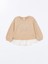 Bej Bisiklet Yaka Uzun Kollu Baskılı Kız Bebek Sweatshirt 1