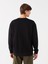 Siyah Bisiklet Yaka Uzun Kollu Baskılı Erkek Kalın Sweatshirt 5