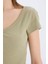 Fitted Fitilli Kaşkorse Basic Düz Kısa Kollu Tişört E0290AX25SM 5