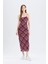Bodycon Vücudu Saran Kareli Tül Askılı Maxi Elbise D5034AX25SP 1