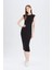 Bodycon Vücudu Saran Bisiklet Yaka Ribana Kısa Kollu Midi Elbise D5220AX25SP 2