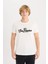 %100 Pamuk Slim Fit Dar Kesim Bisiklet Yaka Baskılı Kısa Kollu Tişört D5572AX25SP 3