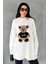 Ekru Teddy Bear Nakışlı Triko Kazak 1
