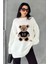 Ekru Teddy Bear Nakışlı Triko Kazak 2