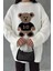 Ekru Teddy Bear Nakışlı Triko Kazak 4