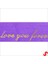 Grogren Kurdele Love You Altın Baskılı, 2,5 cm x 23MT - Mor 3