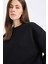 Boxy Fit Bisiklet Yaka Basic Düz Kalın Sweatshirt E9616AX25SP 5