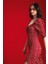Bodycon Vücudu Saran Kare Yaka Çiçek Desenli Yırtmaçlı Bürümcük Yarım Kol Midi Elbise Z5262AZ25SP 1