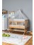 Ahşap Beşik Anne Yanı Beşik Vernikli 60X120 - Gri Balina Uyku Seti + Yataklı + Tekerlekli 2