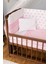 Ahşap Beşik Anne Yanı Beşik Ceviz 60X120 - Pembe Yıldız Tek Yastık Uyku Seti + Yatak 3