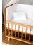 Ahşap Beşik Anne Yanı Beşik (Vernikli) 60X120 - Beyaz Güpür Uyku Seti + Yatak + Tekerlekli 3