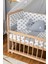 Ahşap Beşik Anne Yanı Beşik Organik (Boyasız) 60X120 - Gri Balina Uyku Seti Yatak 3
