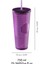 Mor Kristal Görünümlü Pipetli Sıcak, Soğuk Meşrubat, Kahve Seyahat Bardağı 750 ml 5