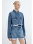 Astar Detaylı ve Normal Belli Klasik Cepli Mini Kot Kadın etek Orta mavi Denim Yaz / Bahar 2